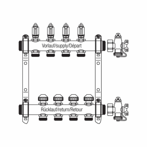 Распределительный коллектор для теплого пола hkv d